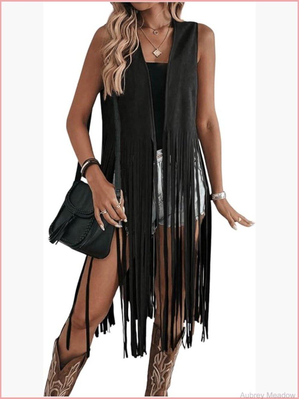 Sleeveless Fringe Vest Faux Suede Western Cardigan Jacket